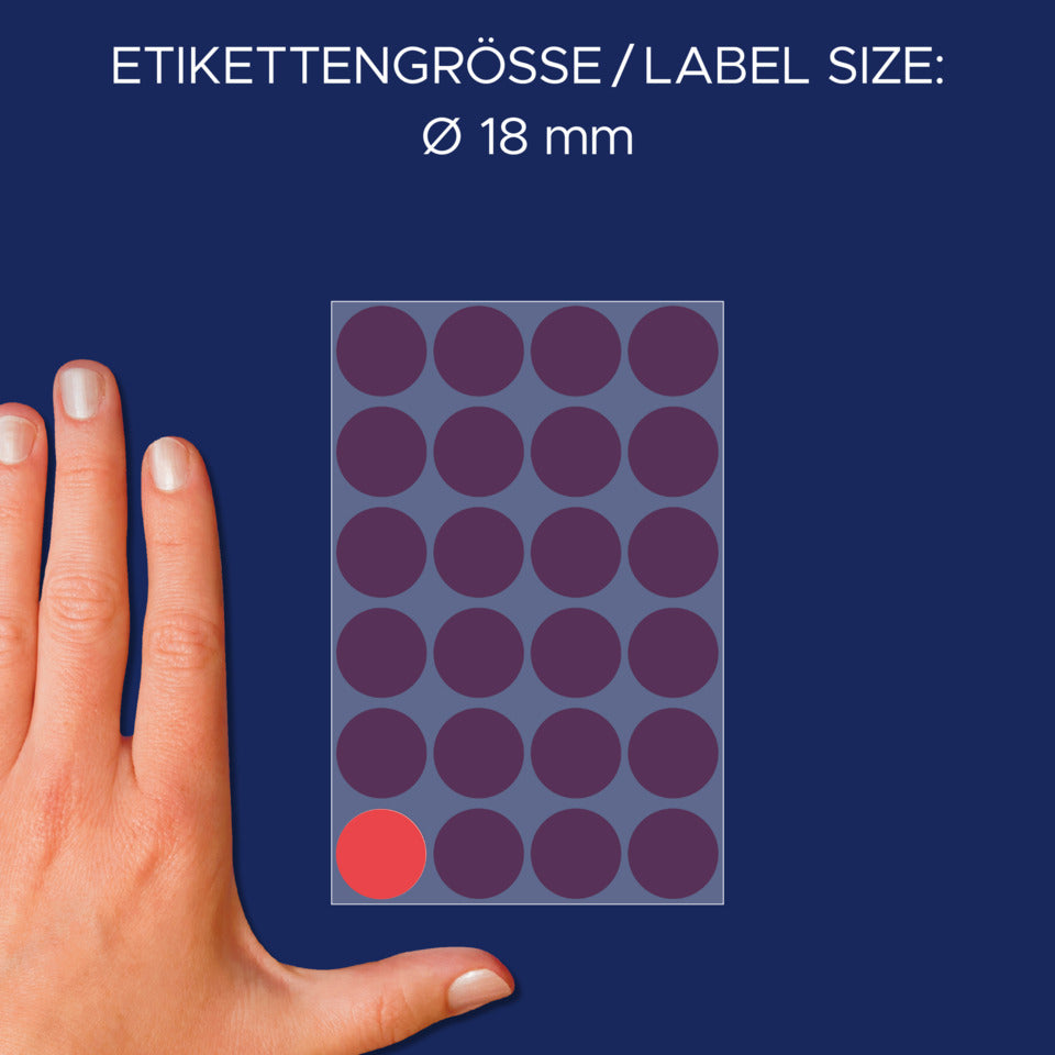 Markierungspunkte, Ø18mm, 96 Stück, rot AVERY ZWECKFORM 3004 ZWECKFORM 3004 permanent haftend