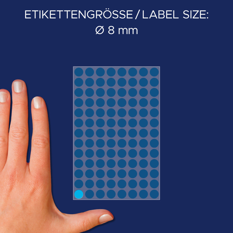 Markierungspunkte, Ø8mm, 416 Stück, blau AVERY ZWECKFORM 3011 ZWECKFORM 3011 permanent haftend