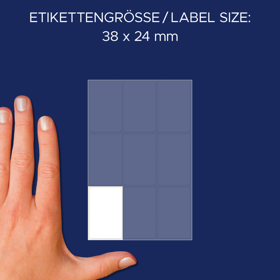 Vielzwecketiketten, 38x24mm, 63 Stück, weiß AVERY ZWECKFORM 3045