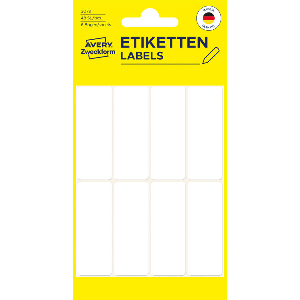 Vielzwecketiketten, 50x19mm, 48 Stück, weiß AVERY ZWECKFORM 3079