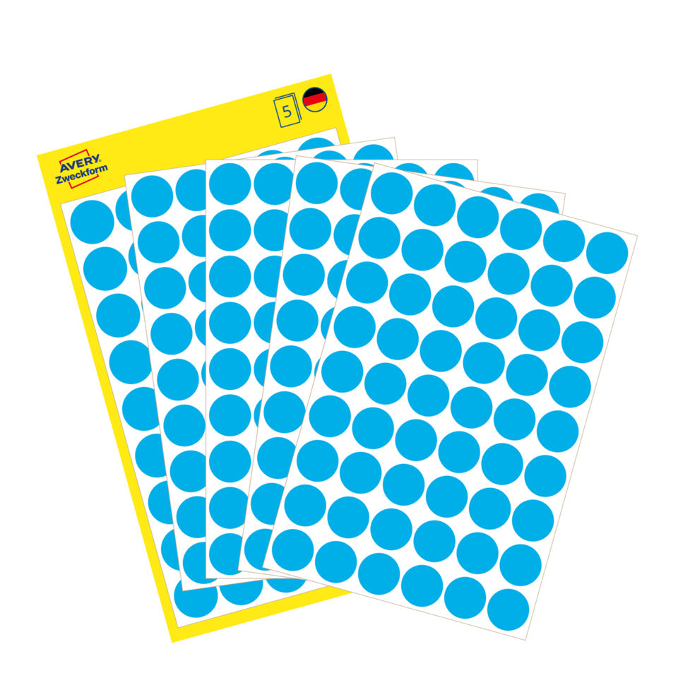 Markierungspunkte, Ø12mm, 270 Stück, blau AVERY ZWECKFORM 3142 ZWECKFORM 3142 permanent haftend