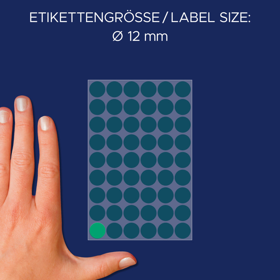 Markierungspunkte, Ø12mm, 270 Stück, grün AVERY ZWECKFORM 3143 ZWECKFORM 3143 permanent haftend