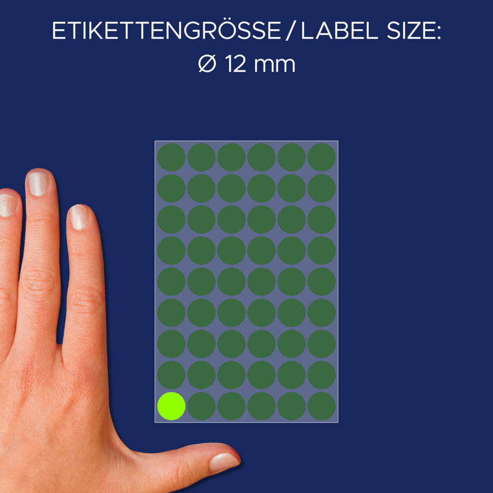 Markierungspunkte, Ø12mm, 270 Stück, leuchtgrün AVERY ZWECKFORM 3149 ZWECKFORM 3149 permanent haftend