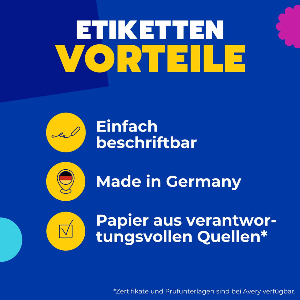 Markierungspunkte, Ø18mm, 96 Stück, weiß AVERY ZWECKFORM 3170 ZWECKFORM 3170 permanent haftend