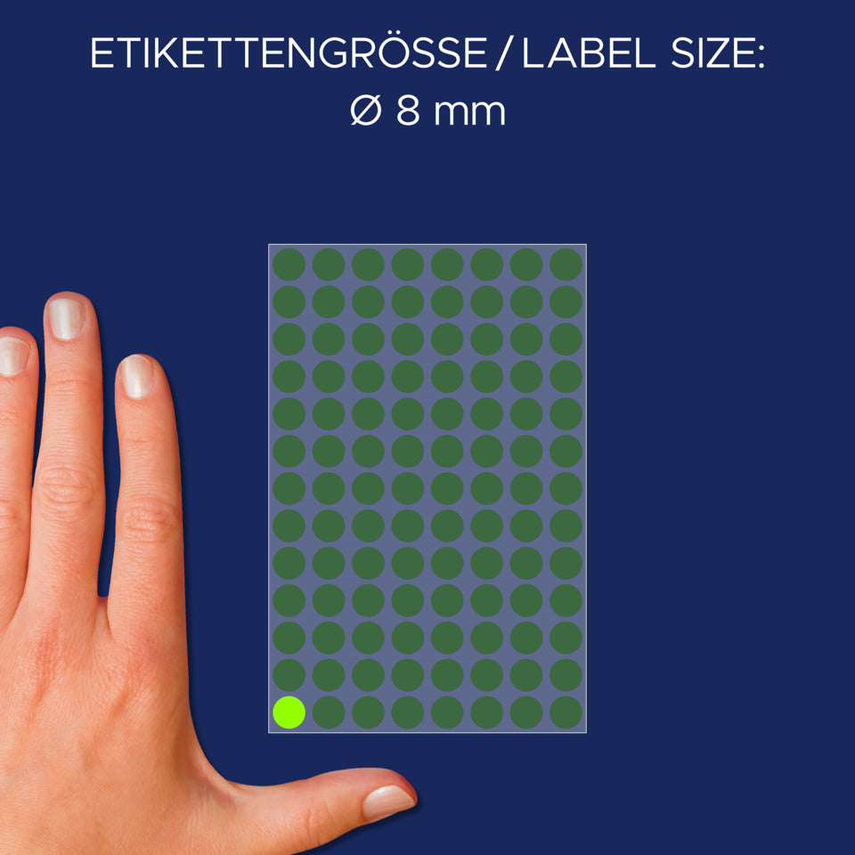 Markierungspunkte, Ø8mm, 416 Stück, leuchtgrün AVERY ZWECKFORM 3179 ZWECKFORM 3179 permanent haftend