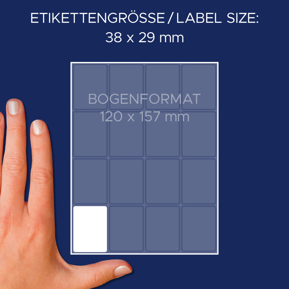 Vielzwecketiketten, 38x29mm, 384 Stück, weiß AVERY ZWECKFORM 3326