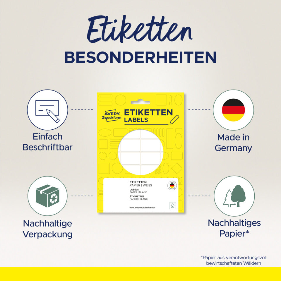 Preis-Etiketten, 49x10mm, 930 Stück, weiß AVERY ZWECKFORM 3335