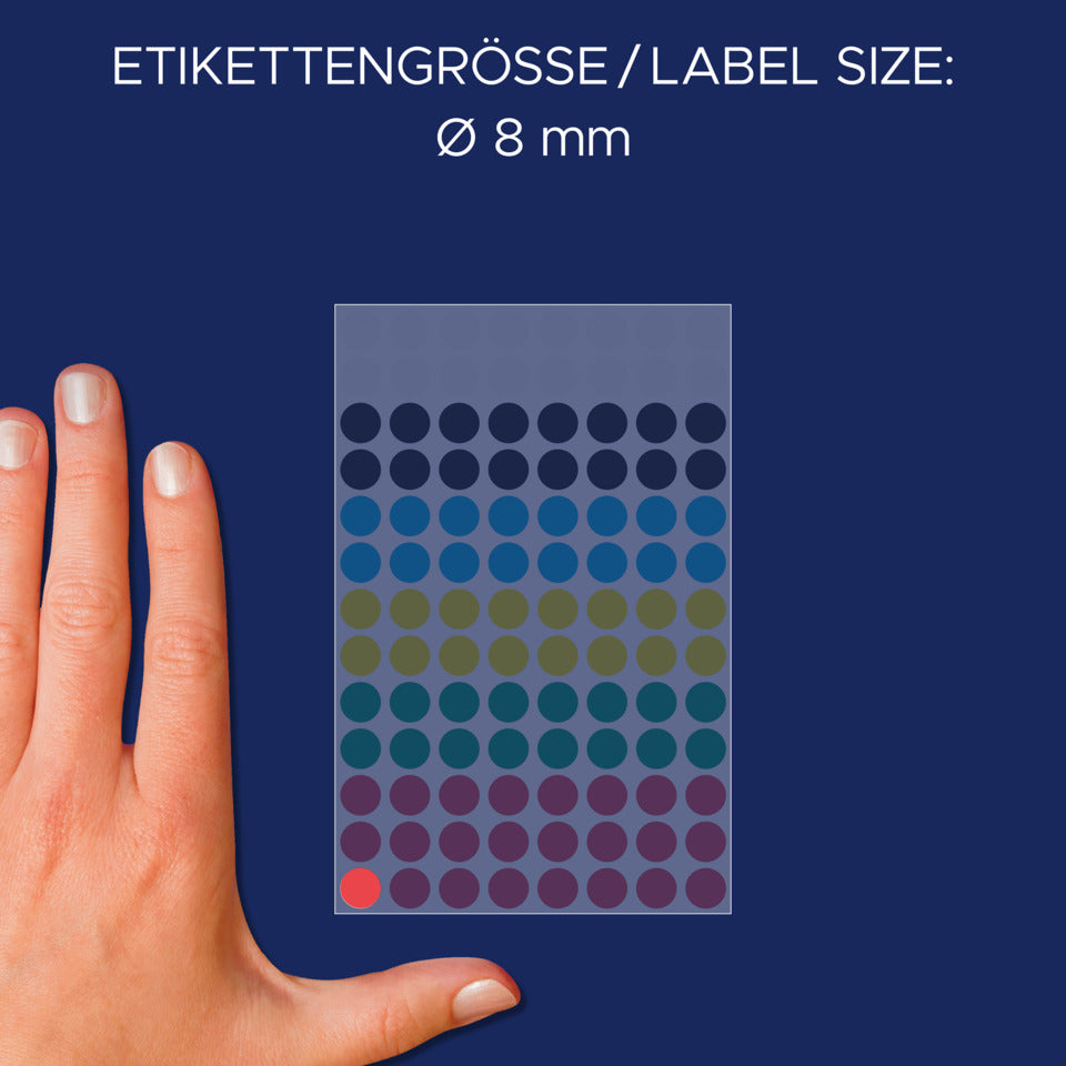 Markierungspunkte, Ø8mm, 416 Stück, sortiert AVERY ZWECKFORM 3090 ZWECKFORM 3090 permanent haftend