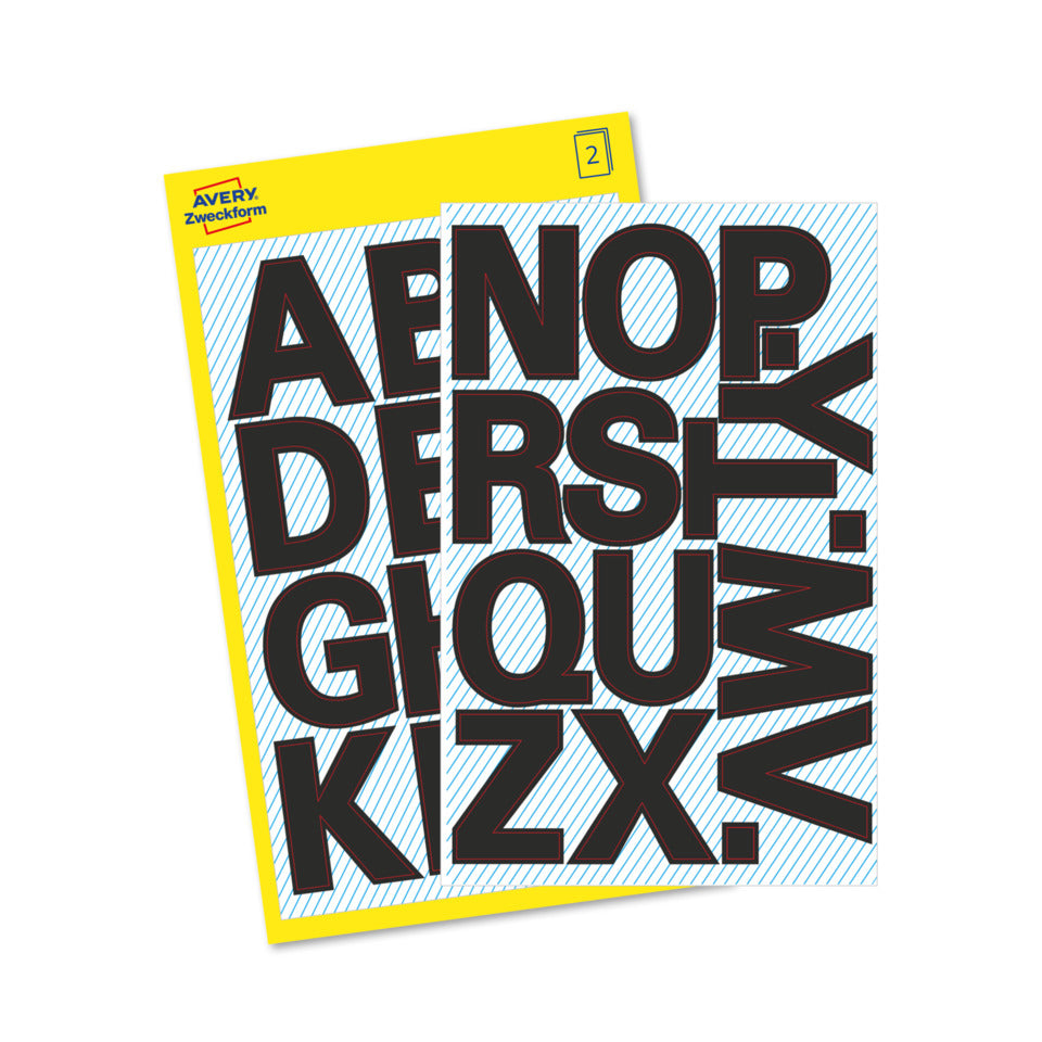 Buchstabenetiketten A-Z, 54 Stück, schwarz AVERY ZWECKFORM 3784 ZWECKFORM 3784   25 mm wetterfest