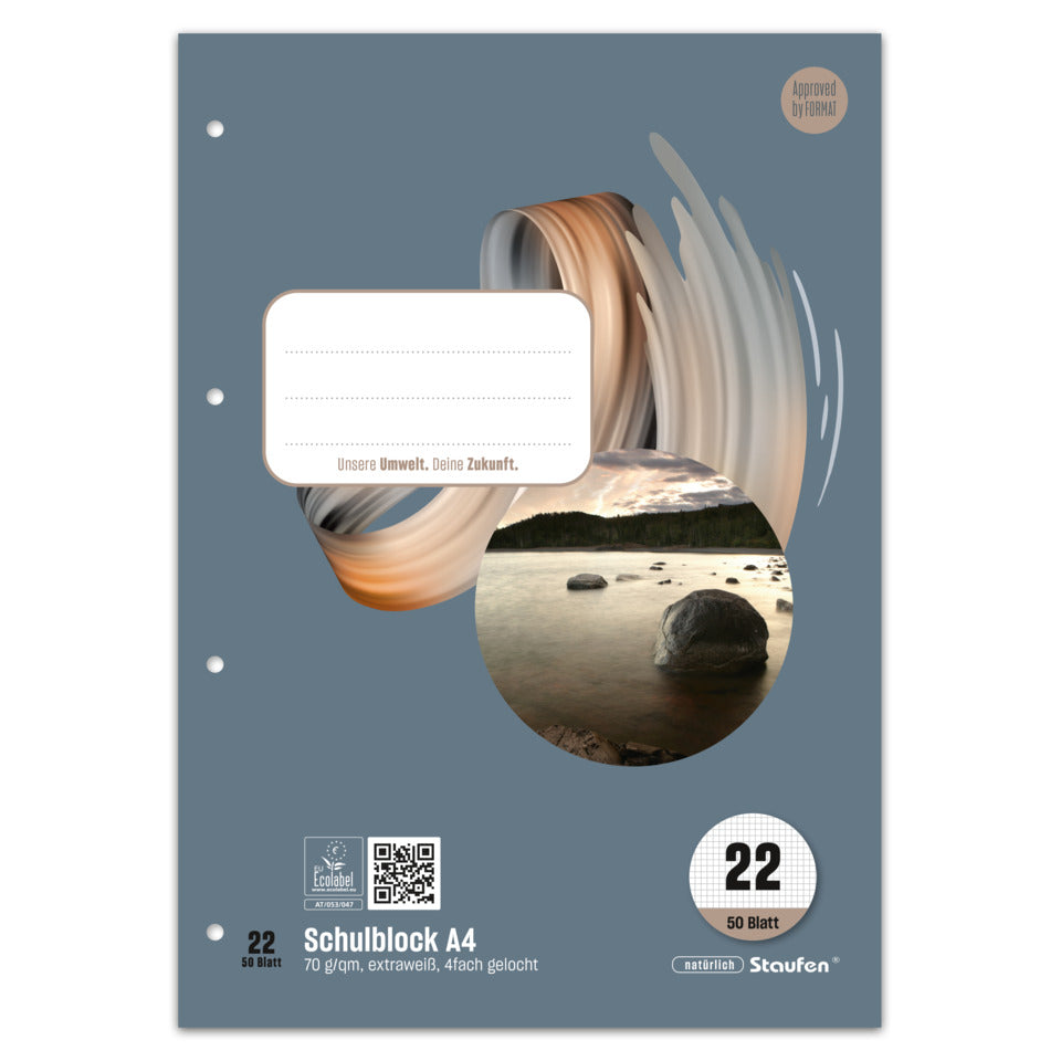 Schulblock, A4, 4-loch, 50 Blatt, Lin.22, kariert ohne Rand STAUFEN STYLE 040450022 STAUFEN STYLE 040450022 4Löcher