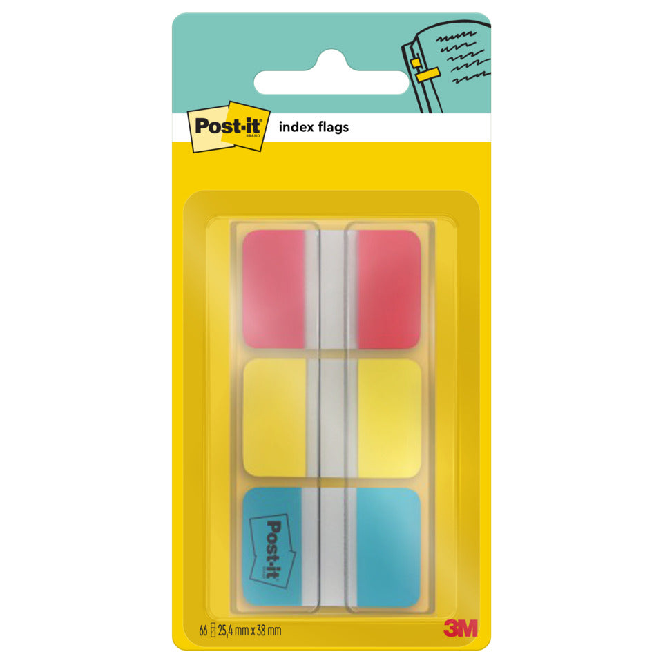 Haftstreifen Index Strong, 25,4x38mm, 3x22 Blatt, sortiert POST-IT 686-RYB POST IT 686 RYB 3x22 rt/gb/bl
