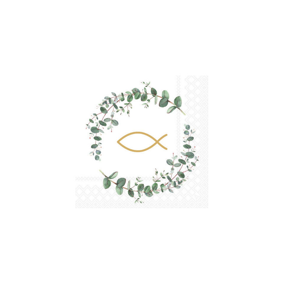 Motivserviette Kommunion Zweige, 25 x 25 cm, 3-lagig, 20 Stück AMBIENTE 12517595 AMBIENTE 12517595 20ST