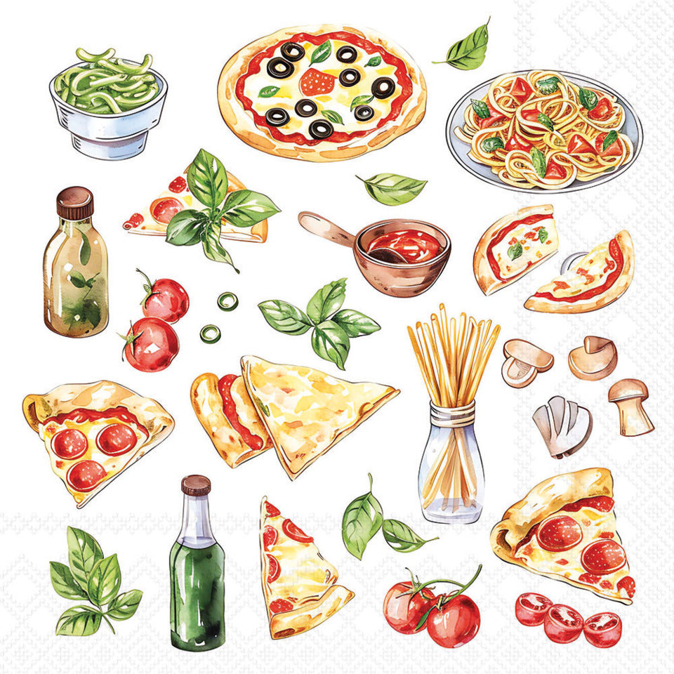 Motivserviette Pizza und Nudeln, 33 x 33 cm, 3-lagig, 20 Stück AMBIENTE 13320665 AMBIENTE 13320665 20ST