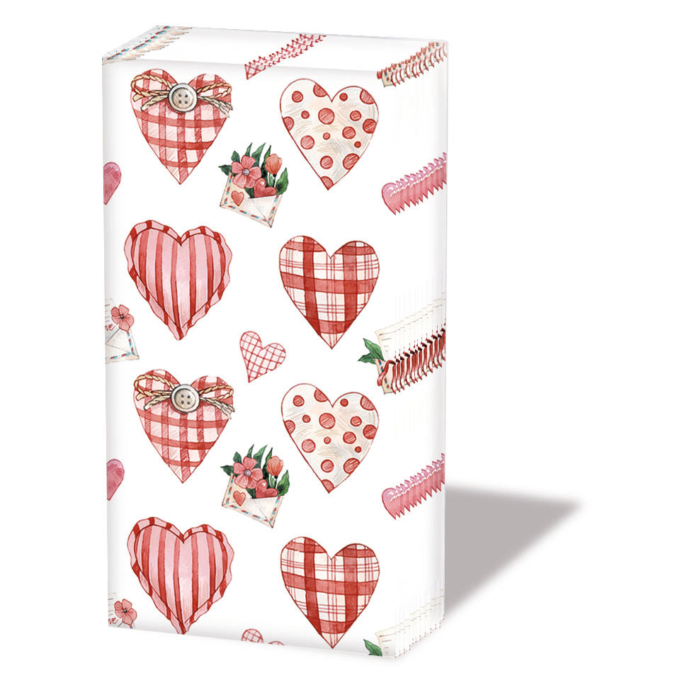 Taschentuch Herzen Girlanden, 13 x 21 cm AMBIENTE 12218125