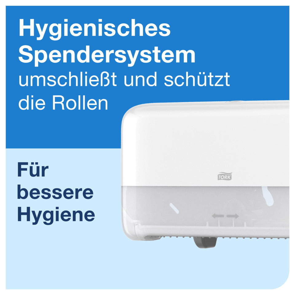 Toilettenpapier-Spender OptiServe® Doppelrollenspender für Hülsenloses Toilettenpapier Weiß T7 TORK 558060 TORK 558060 System T7 QUERFORMAT