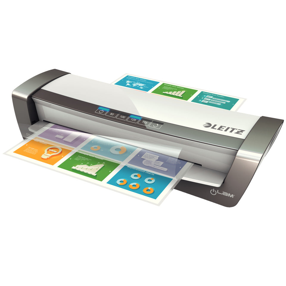 Laminator iLAM Office Pro A3 silber/weiß + 100 Folien A4 80 µm GRATIS LEITZ 7438-00-84