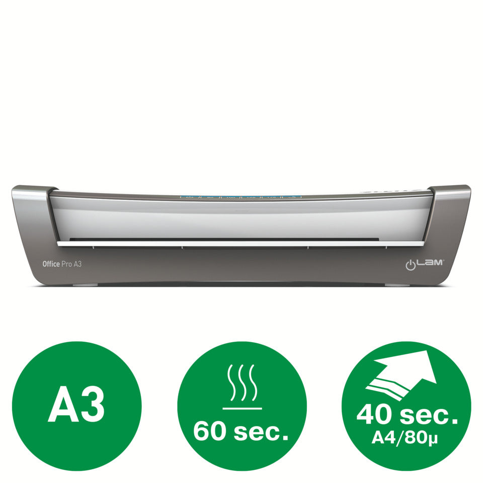 Laminator iLAM Office Pro A3 silber/weiß + 100 Folien A4 80 µm GRATIS LEITZ 7438-00-84