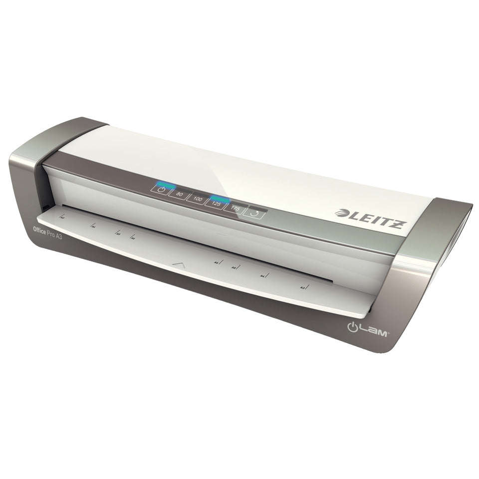Laminator iLAM Office Pro A3 silber/weiß + 100 Folien A4 80 µm GRATIS LEITZ 7438-00-84