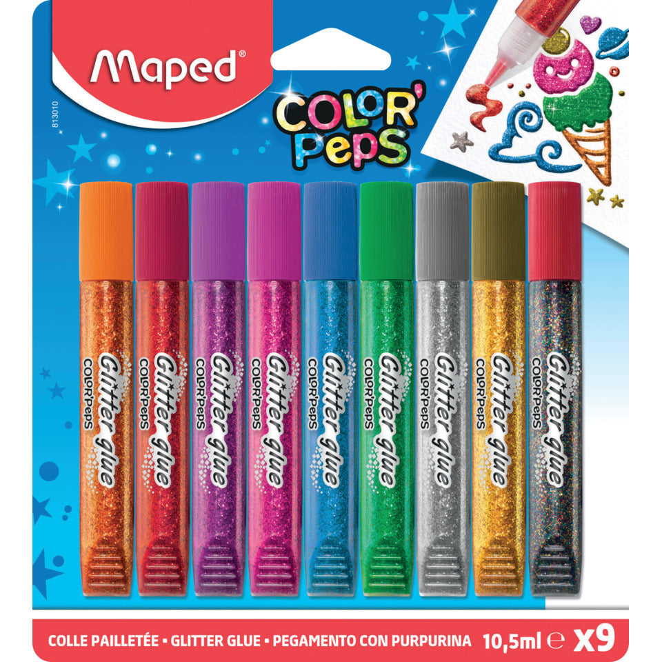 Glitzerkleber COLOR'PEPS, 9 Stück, sortiert MAPED 813010 MAPED 813010 COLOR'PEPS