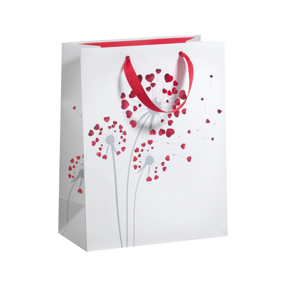 Geschenktragetasche Herzblume, 33,5 x 26 x 13,5 cm, weiß/rot ZÖWIE 70010 12749 ZÖWIE 70010 12749 33,5x26x13,5cm
