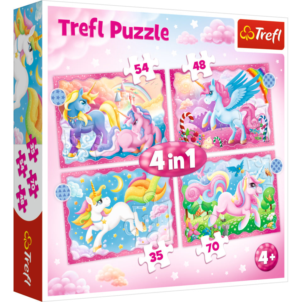 Puzzle 4 in 1 Einhörner, 35/48/54/70 Teile TREFL 34389 TREFL 34389 35,48,54,70 Teile