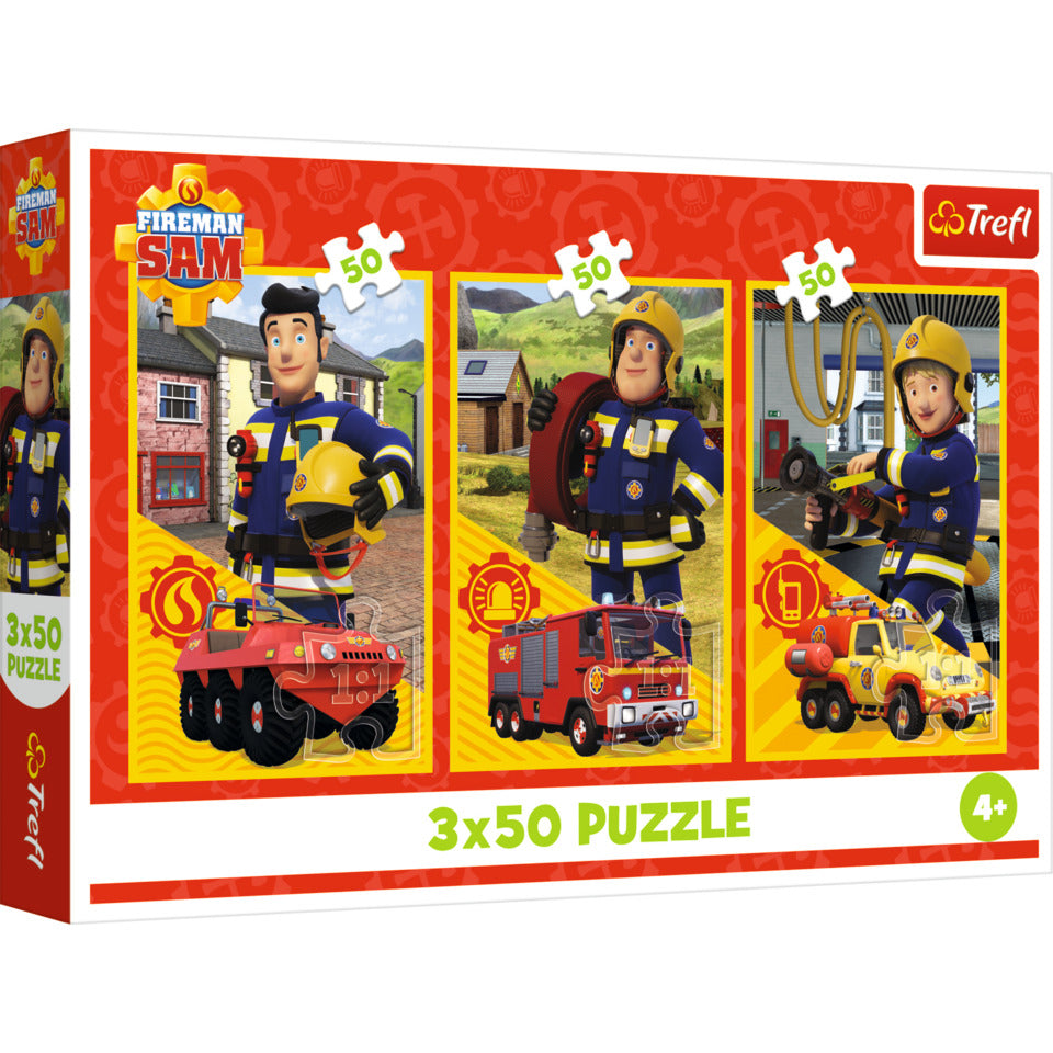 Puzzle Feuerwehrmann Sam, 3 x 50 Teile TREFL 34880