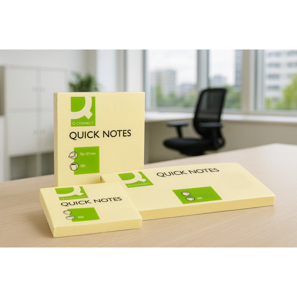 Haftnotizblock Quick Notes, 100 Blatt, 1 Stück, 76x51mm, gelb Q-CONNECT KF10501 Q-CONNECT KF10501 100BL