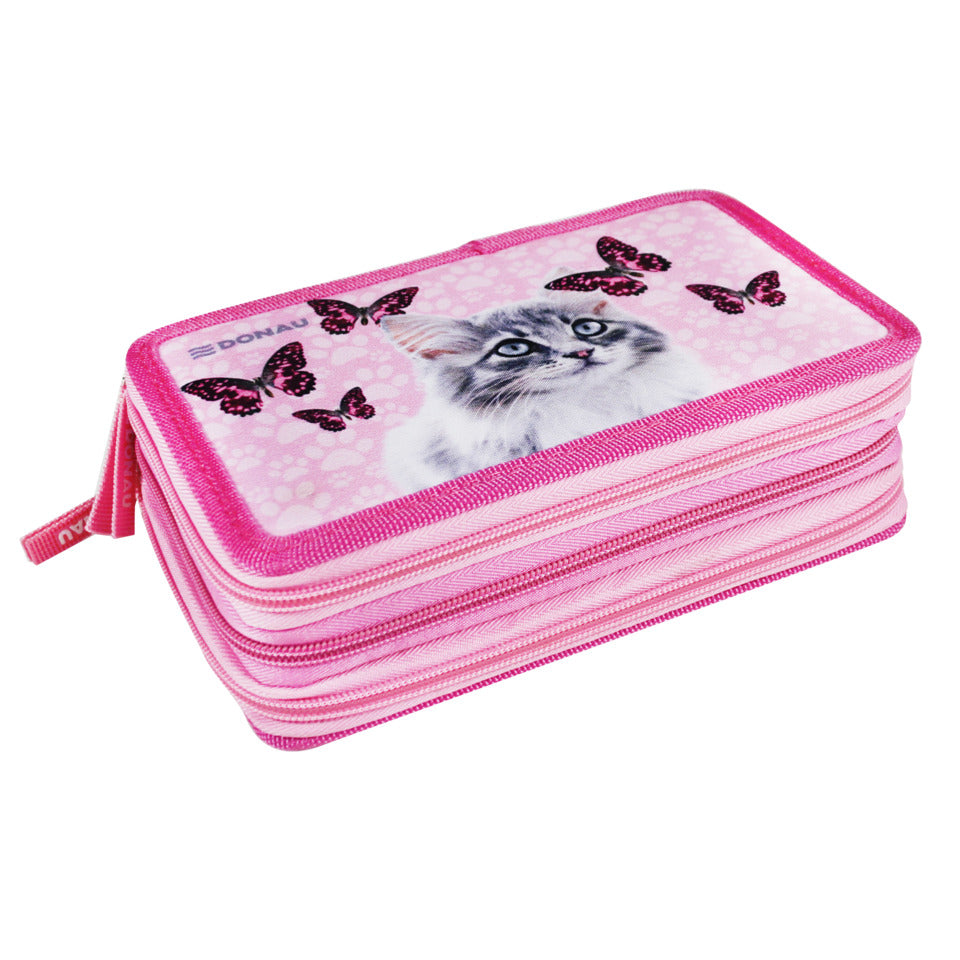 Schüleretui Motiv Katze DONAU 6776100-28 DONAU 6776100-28 gefüllt 3-Stock