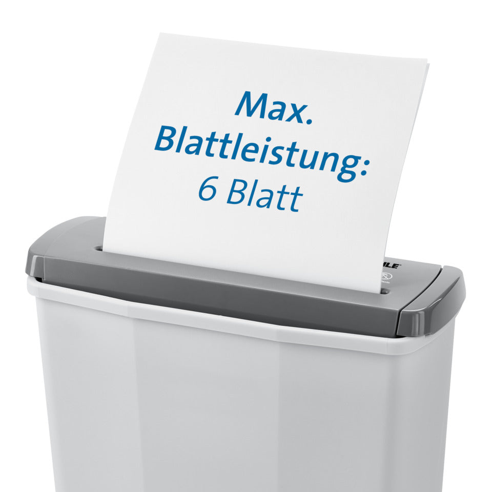 Aktenvernichter PaperSAFE® 60, Streifenschnitt 6mm, P2, 6 Blatt, grau DAHLE 23060-16167