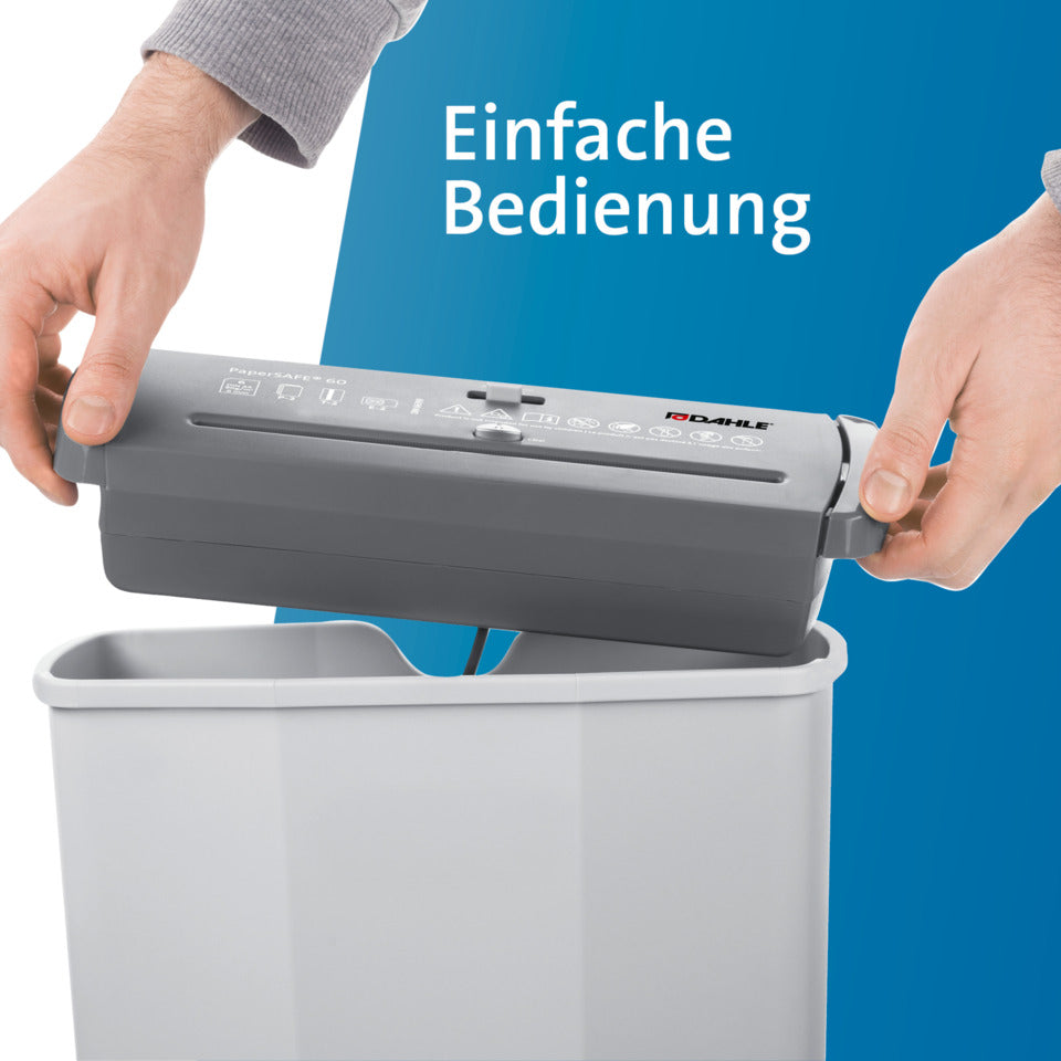 Aktenvernichter PaperSAFE® 60, Streifenschnitt 6mm, P2, 6 Blatt, grau DAHLE 23060-16167