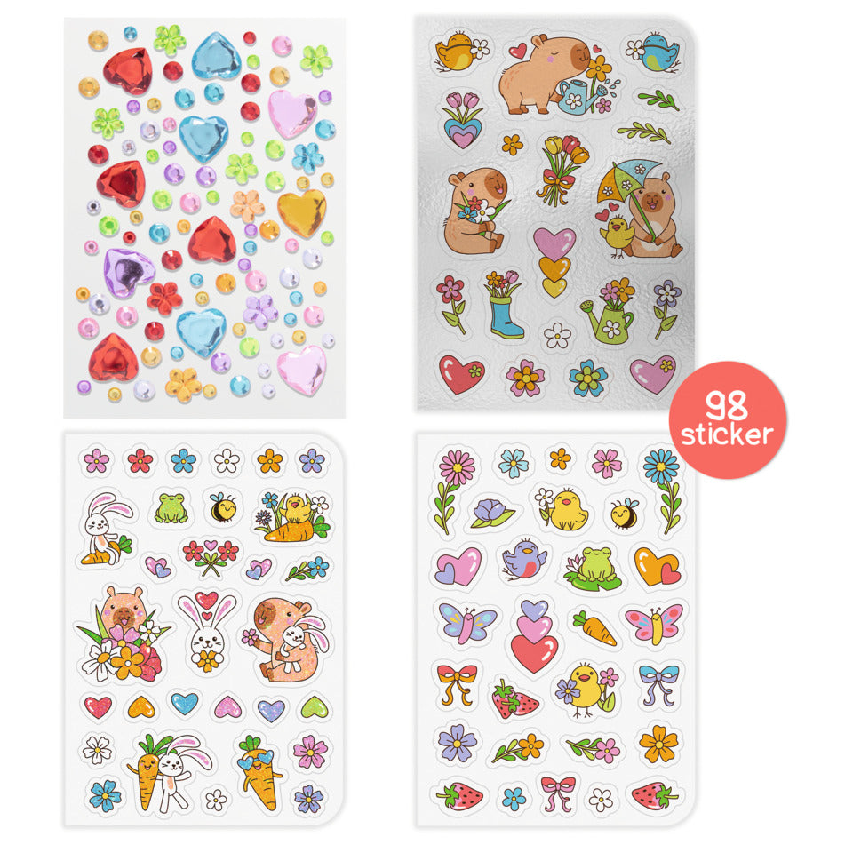 Stickerbuch Stickermalbuch mit Diamond-Stickern Capybara Happy Spring TRENDHAUS 967541 TRENDHAUS 967541 Capybara Happy Spring