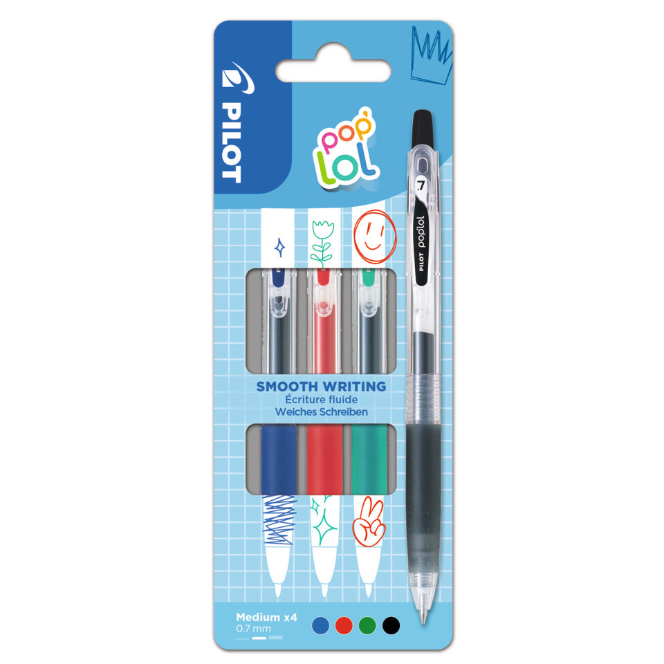 Gelschreiber Pop lol 07 Classic, 0,4 mm, 4 Stück, sortiert PILOT 2624S4C