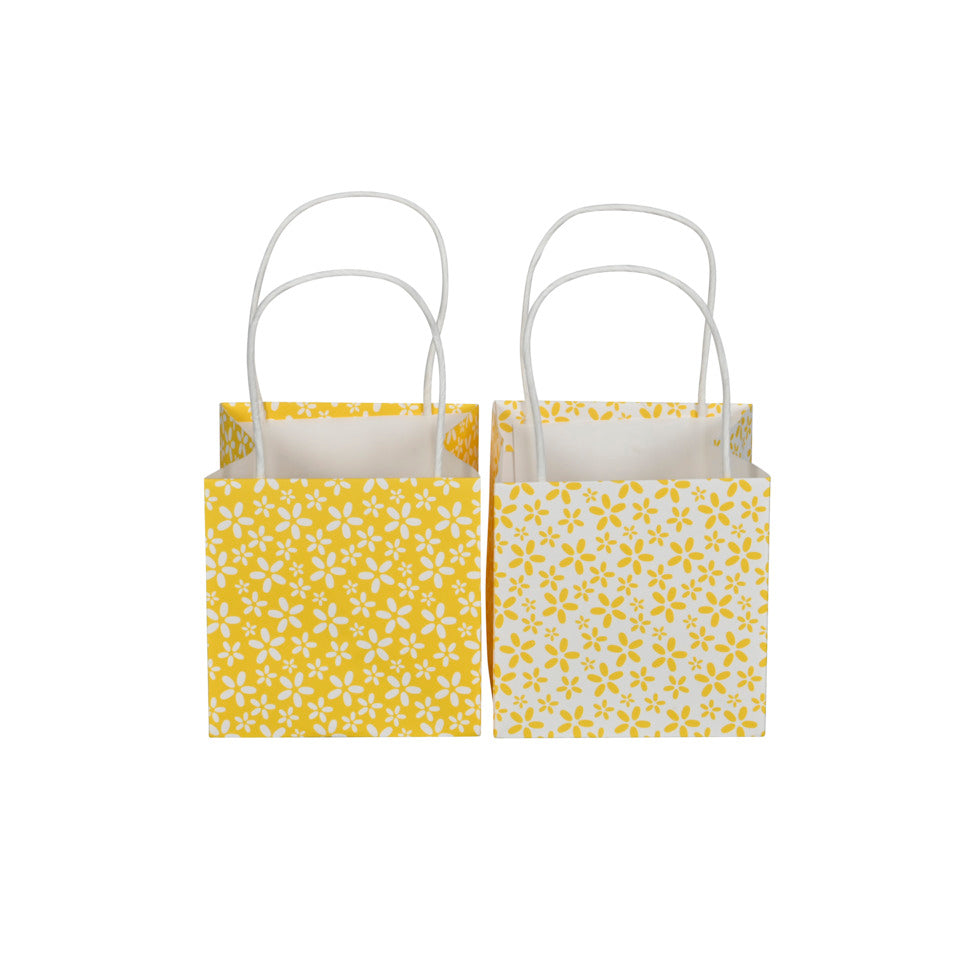 Geschenktragetasche Blüten, 12 x 12 x 12 cm, gelb  682393012103 682393012103 12x12x12cm 10cm Henkel