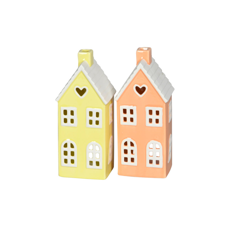 Windlicht Haus, 8,5 x 21 cm, Porzellan, sortiert  680872000377 680872000377 8,5x21cm