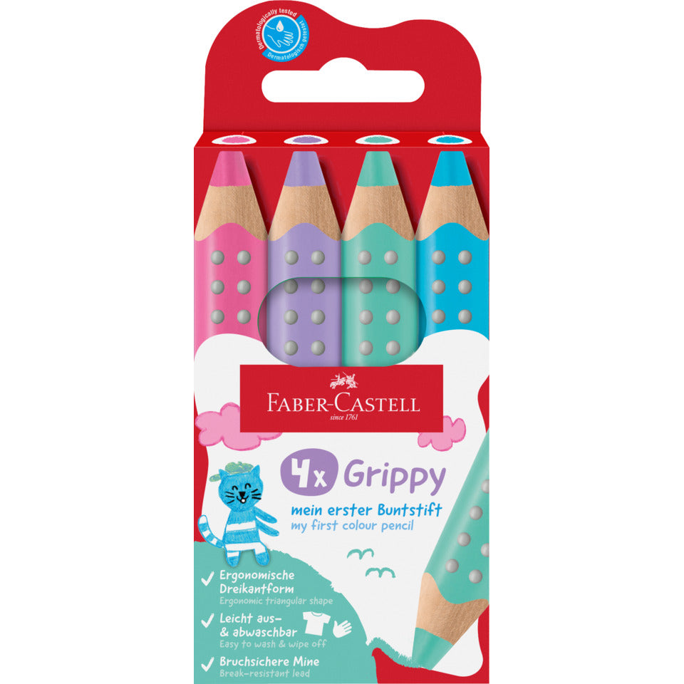 Farbstiftetui Grippy Pastell, 4 Stück, sortiert FABER CASTELL 110702