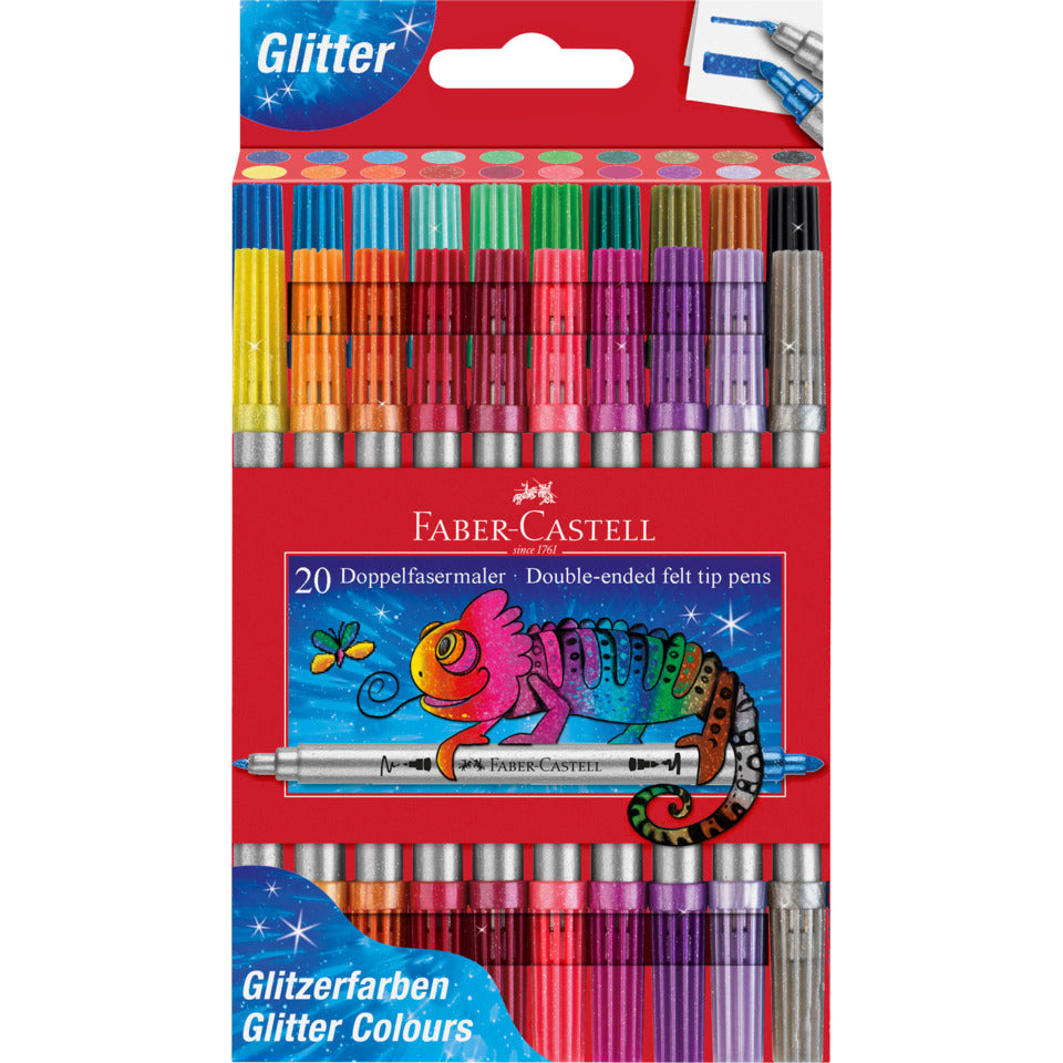 Faserschreiberetui Duo Glitzer, 20 Stück, sortiert FABER CASTELL 151108 FABER-CASTELL 151108 sortiert