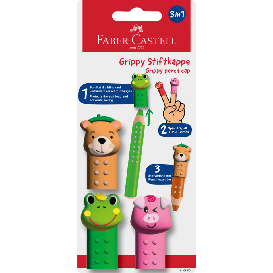 Stiftkappe Grippy Set Friends, 3 Stück, sortiert FABER CASTELL 110705