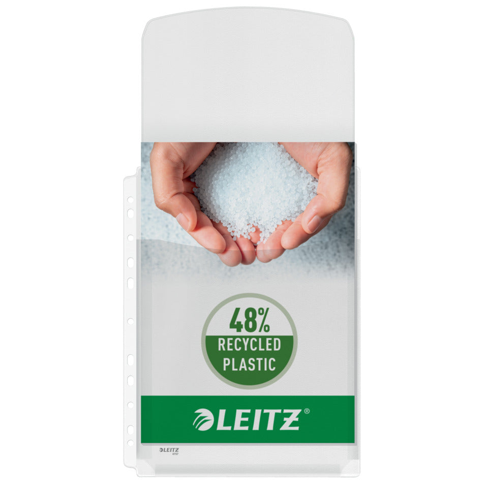 Prospekthülle Maxi, A4, PVC, genarbt, 5 Stück, farblos LEITZ 4757-30-03 LEITZ 4757-30-03 m.Klappe  5St