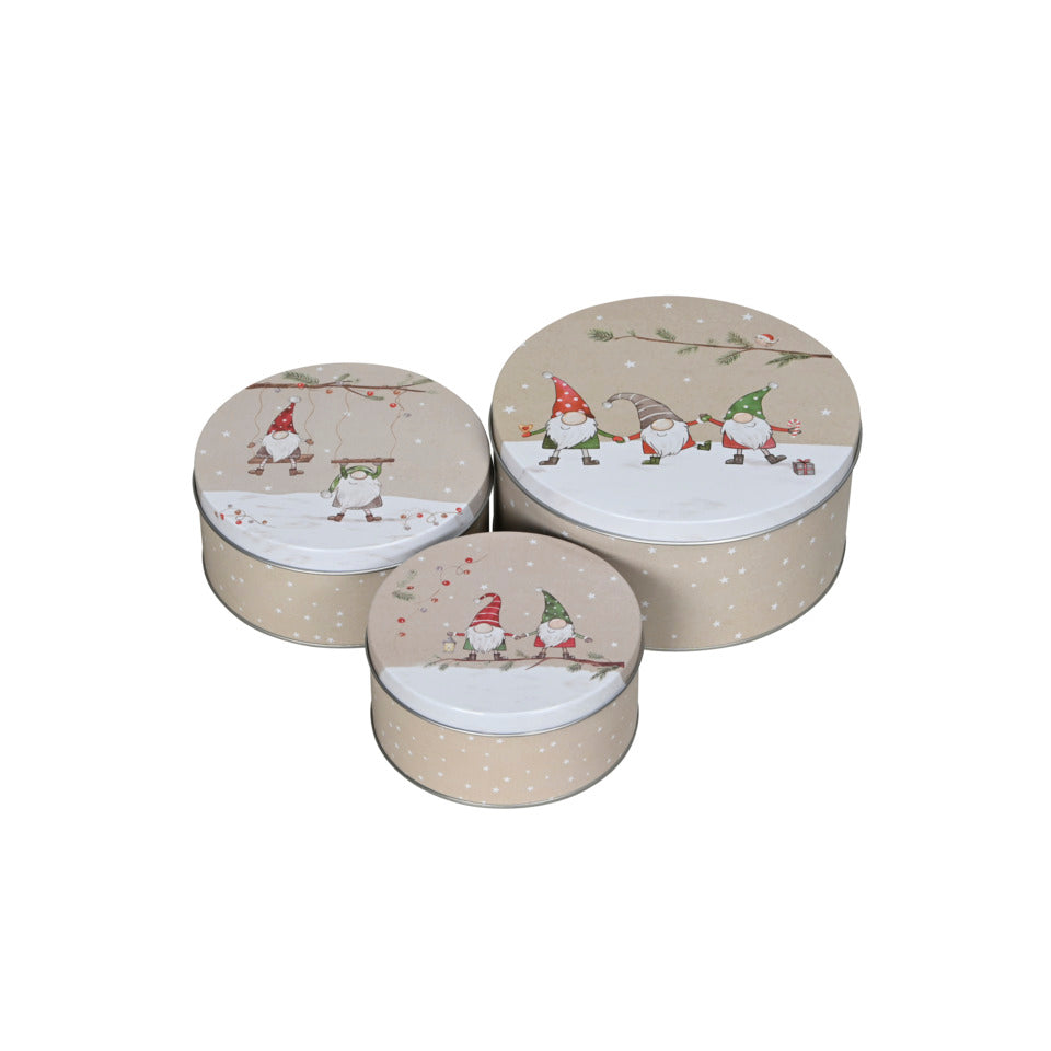 Weihnachts-Keksdose Wichtel, 3 Stück, Metall, bunt  670520000998 670520000998 Metall