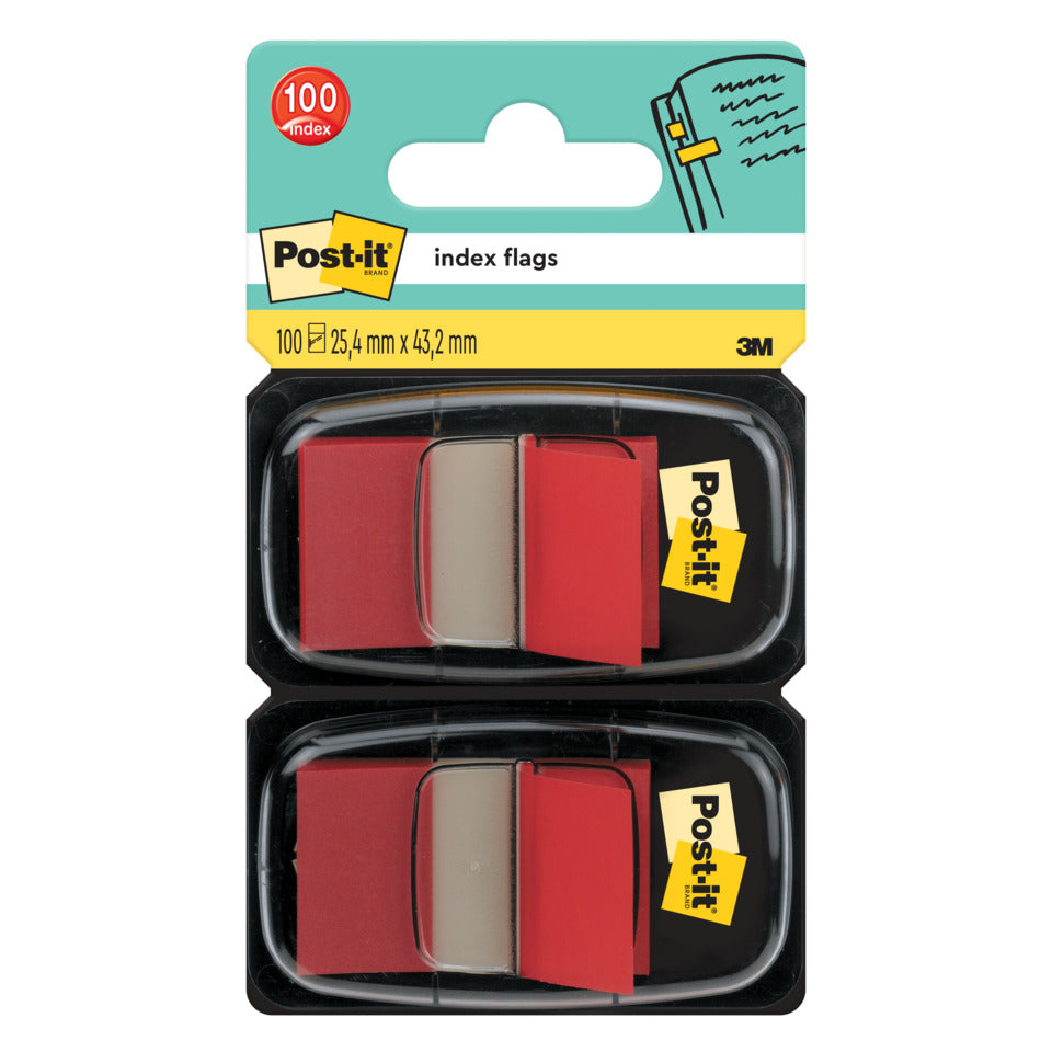 Index Standard, 50 Haftstreifen, 25,4 x 43,2 mm, rot, 2 Spender POST-IT 680-RD2 POST-IT 680-RD2 Index Folie