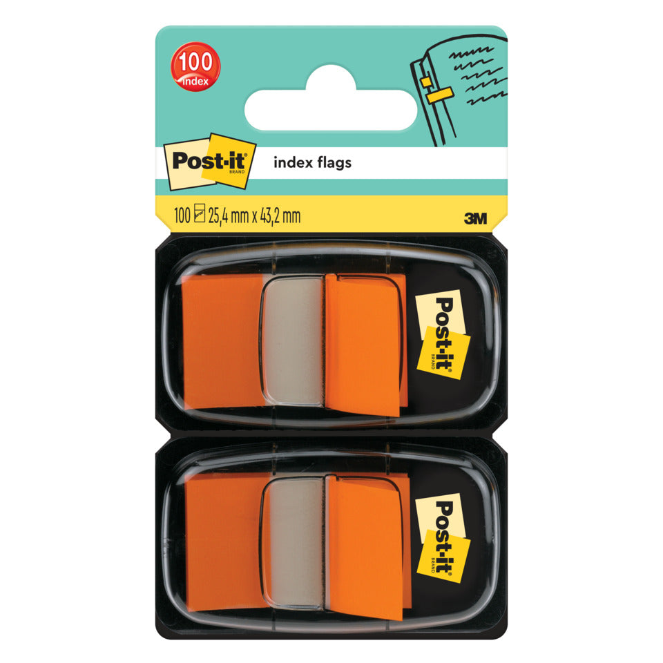 Index Standard, 50 Haftstreifen, 25,4 x 43,2 mm, orange, 2 Spender POST-IT 680-OE2 POST-IT 680-OE2 Index Folie