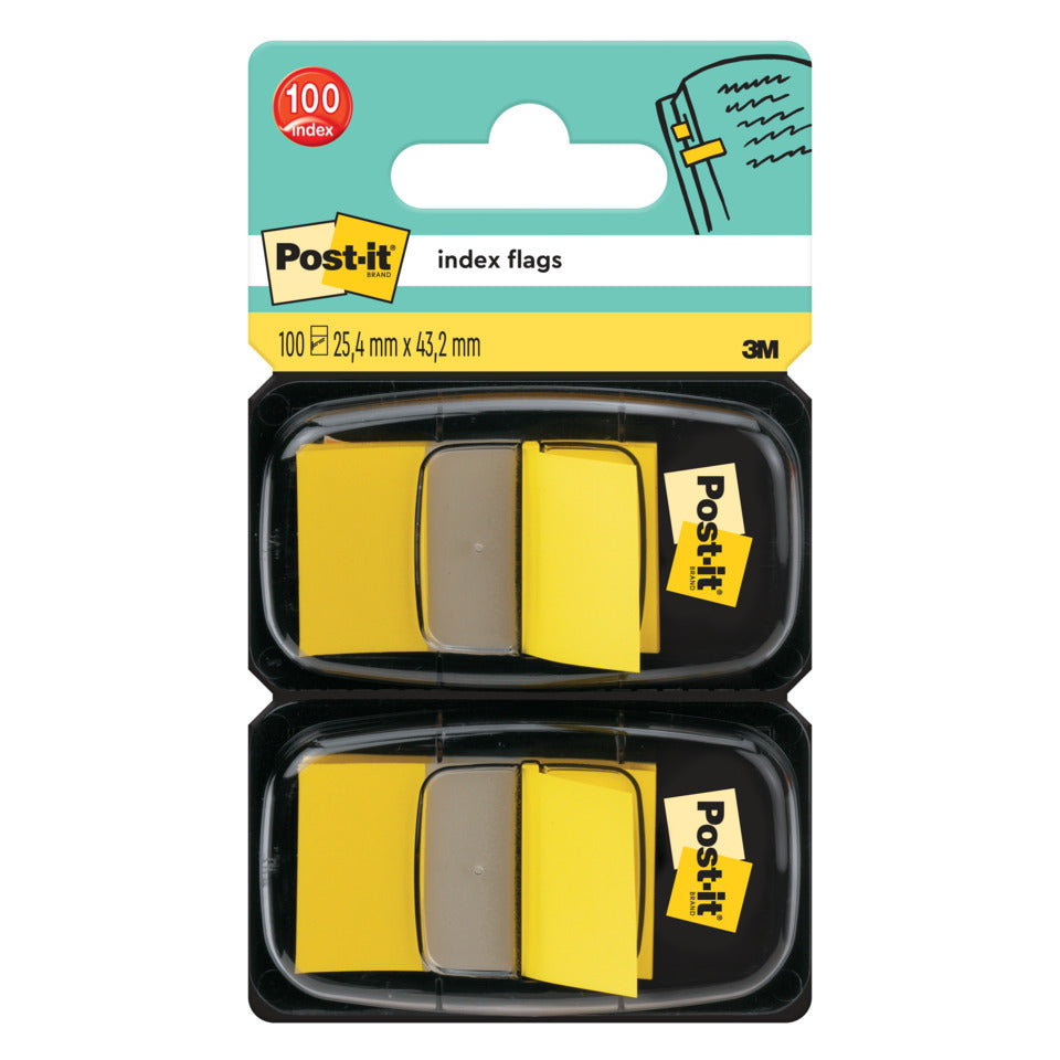 Index Standard, 50 Haftstreifen, 25,4 x 43,2 mm, gelb, 2 Spender POST-IT 680-YW2 POST-IT 680-YW2 Index Folie