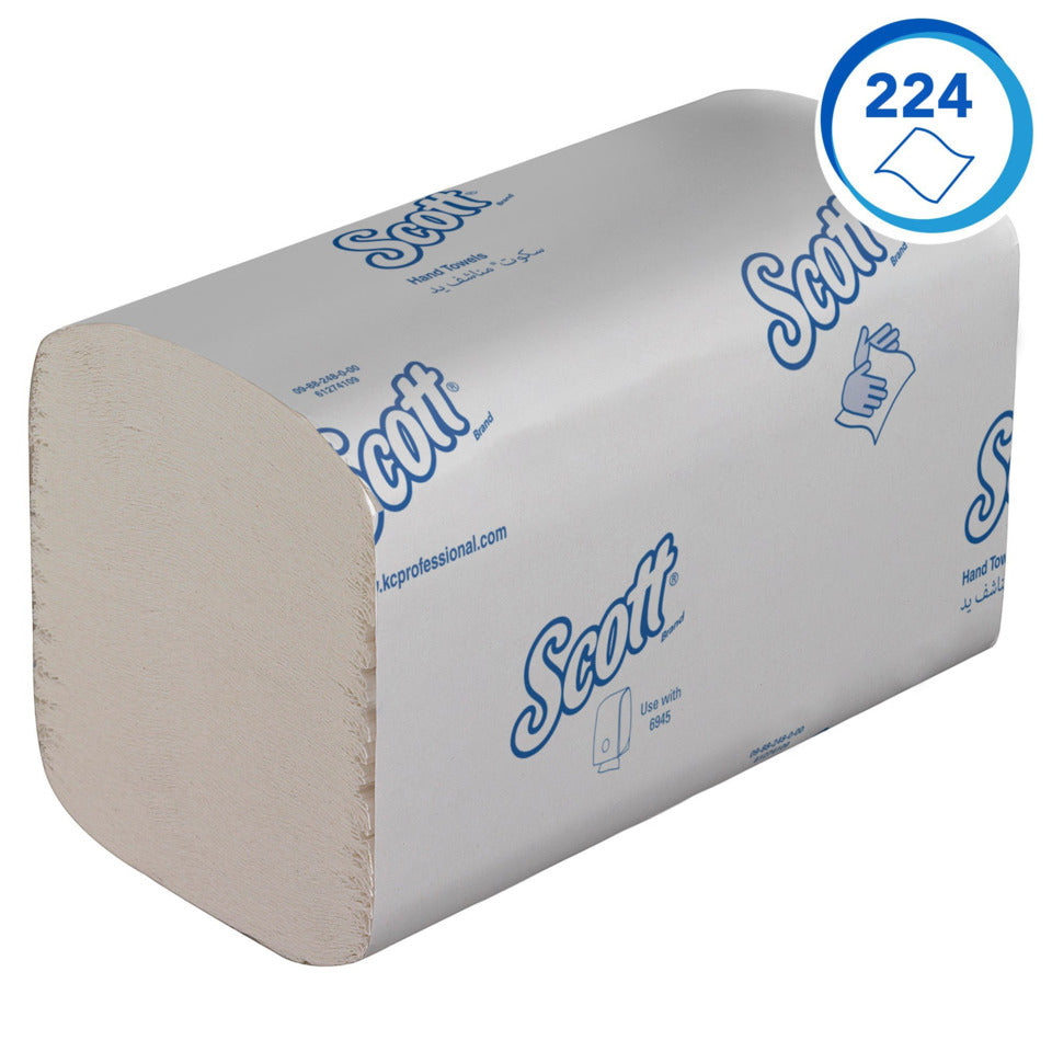 Papierhandtücher mit M-Faltung – 15 x 224 Blatt, weiß SCOTT 6663 SCOTT 6663 PERFOMANCE