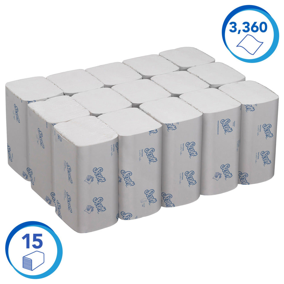Papierhandtücher mit M-Faltung – 15 x 224 Blatt, weiß SCOTT 6663 SCOTT 6663 PERFOMANCE