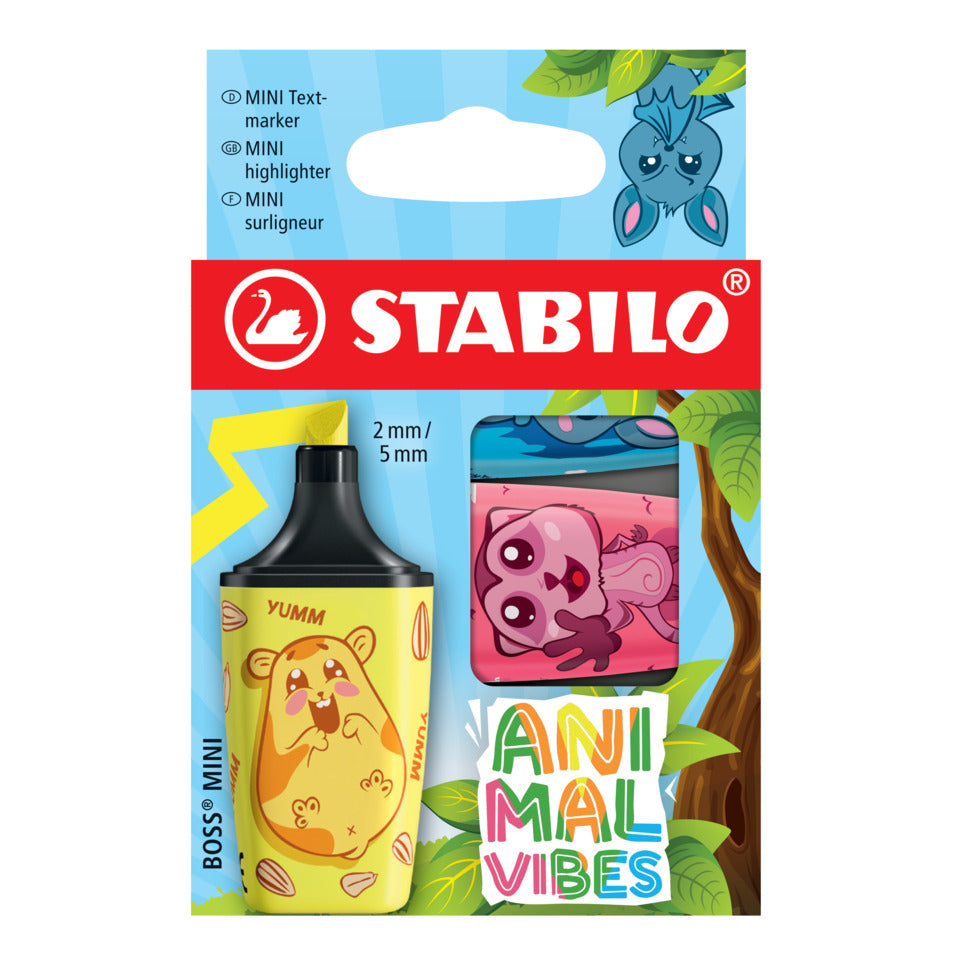 Textmarker Animal Vibes, 3 Stück, sortiert STABILO 07/03-73 STABILO 07/03-73 Hängelasche