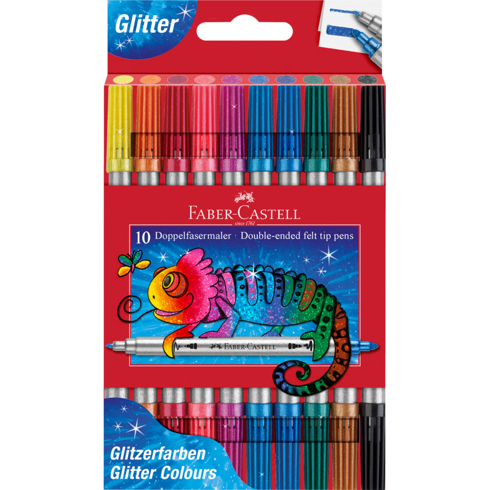 Faserschreiberetui Duo Glitzer, 10 Stück, sortiert FABER CASTELL 151107 FABER-CASTELL 151107 sortiert