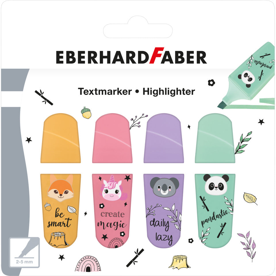 Textmarkeretui Mini Animal, 2-5 mm, 4 Stück, sortiert EBERHARD FABER 551415
