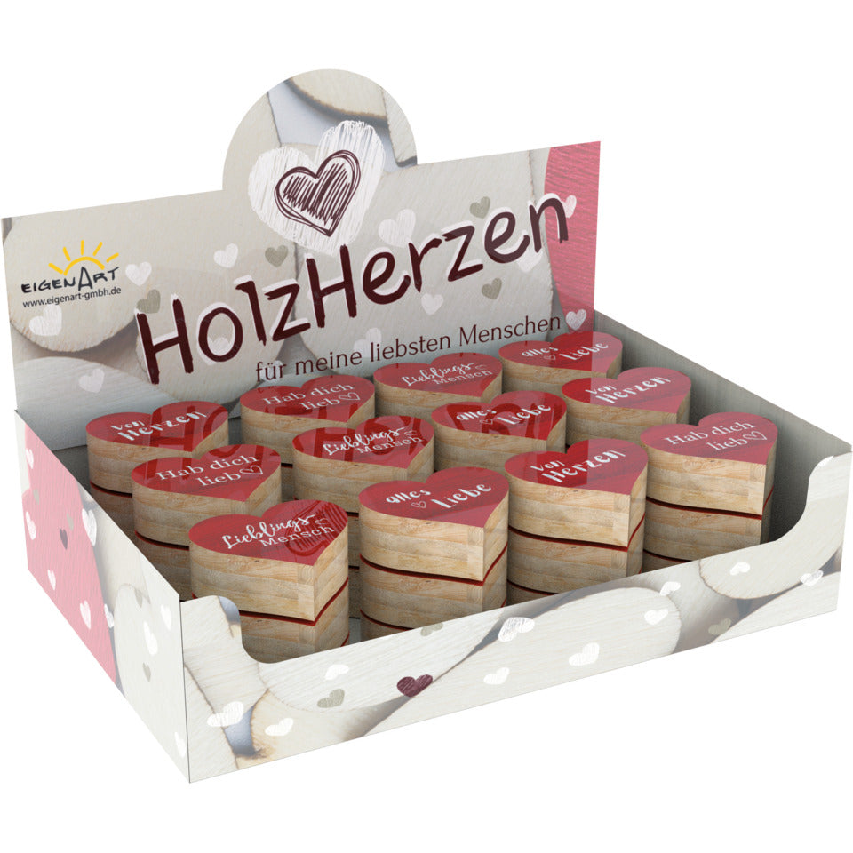 Herz mit Spruch, 7 cm, Mangoholz, sortiert EIGENART 592981 EIGENART 592981 7cm