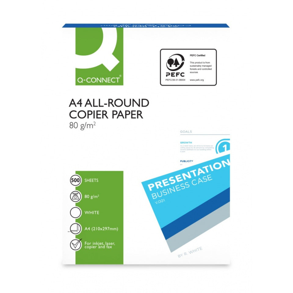 Kopierpapier All-Round, A4, 80 g/m², 500 Blatt, weiß Q-CONNECT KF17215