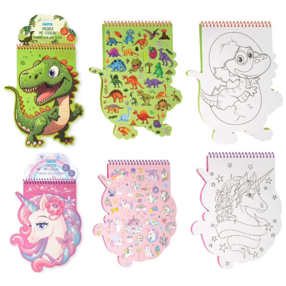 Spiral-Malbuch Dino + Einhorn, 30 x 23 cm, sortiert STYLEX 77088 STYLEX 77088 30x23.5cm